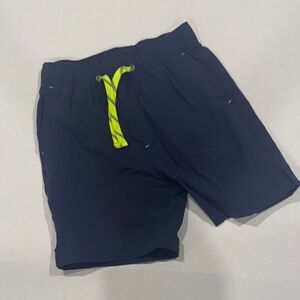 Crewcuts Navy Kids Shorts with Neon Yellow Drawstring
